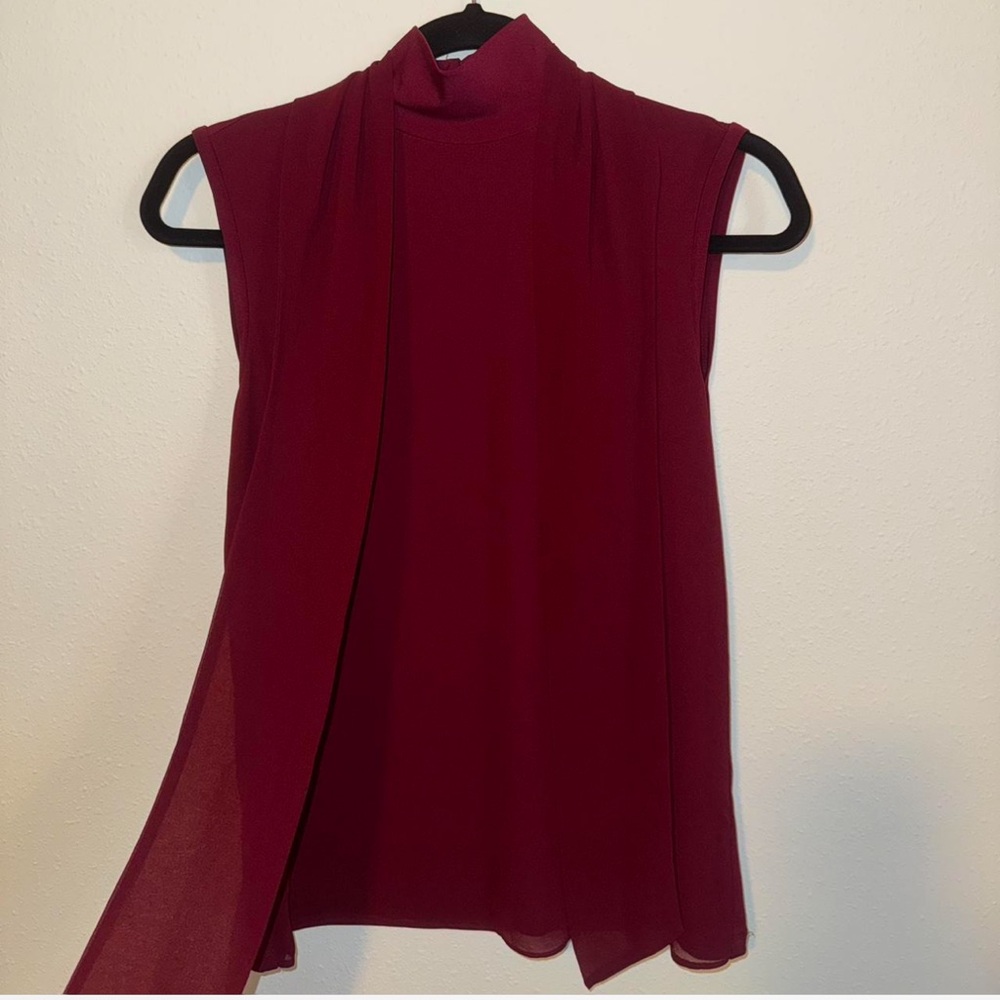 Karl Lagerfeld Burgundy Top with Pearl Button Detail